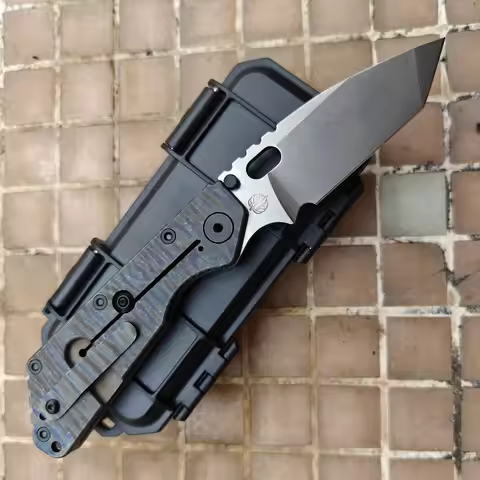 JUFULE Carve Strider Logo Tanto SMF AUS10 Blade TC4 Titanium Handle Copper Washer Folding Knife Camp