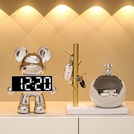 LdgViolent Bear Clock Key Storage Entrance Decoration Entrance Wine Cabinet Living Room Moving into the New House Gift D