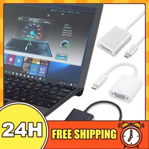 USB C To VGA Audio Cable Adapter USB 3.1 Type C Male To Female VGA Converter Cable 1080P FHD for Mac