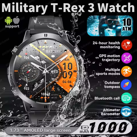 2026 New T-Rex3 Ultra 1000mAh Battery SmartWatch 10ATM Waterproof GPS Trackr Compass Outdoors Sports
