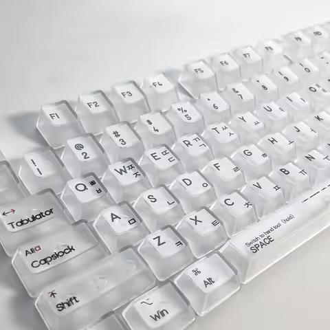 132 Keys Russian Korean Language Transparent Keycaps OEM Height Misty Surface Transparent for Mechan