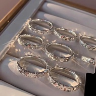 9999三面碎冰冰闭口戒指 轻奢高级感指环