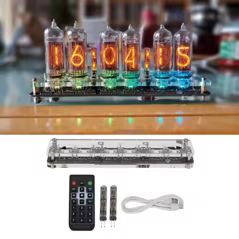 DIY 6-bit IN-14 Glow Tube Clock Module Nixie Clock Audio Accessories USB 5V with Backlight Clock Dig