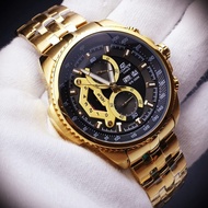 Jam Tangan Pria Casio EDIFICE EF-558 BLACK Dial GOLD Steel ORIGINAL BM