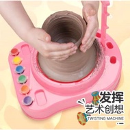 Pottery Wheel Air Dry Soft Modeling Molding Natural Sculpting Clay and Craft Paint Kit for Kids - FREE APRON &amp; SLEEVE