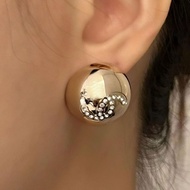 K7N3 Diamond Hemisphere Earrings Round Earrings Mirror Design Exquisite B26c
