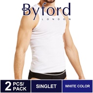 Byford (2 Pcs) Baju Dalam Lelaki | Byford 100% Cotton Sleeveless Singlet Assorted Colour - BID772S