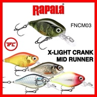 RAPALA X-Light Crank 03 Mid Runner Lure Bait FNCM03 FNCM-3 Ultralight UL Finesse Floating Ultra Ligh