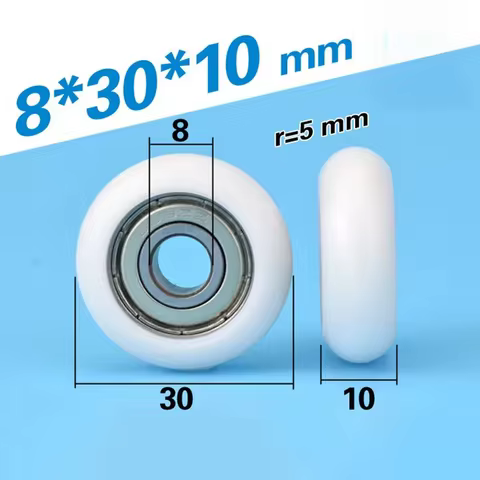 circular arc plastic coated bearing 608ZZ 608 8*30*10mm low noise guide wheel POM nylon wrapped roll