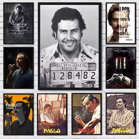 Lord Pablo Escobar Narcos Mugshot Poster Prints Canvas Painting Colombian Drug Gangster Wall Art For