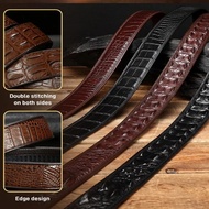 【Crocodile Texture Design】JS Men's Genuine Leather Belt Men's Belt/Crocodile Pattern/JS New Arrival/