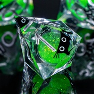 Resin DND Dice Set with Gift Box, 7Pcs Liquid Core Cat D&D Dice, Cute Dungeons Dragons D and D Dice,