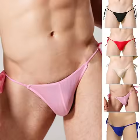 Men G-string Thongs Mesh Lingerie T-back Briefs Sissy Bikini Underpants Spandex G-string Thongs Unde