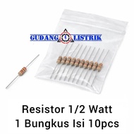10 Resistors 1/2 Watt 1.2W Regular Size Body 1K - 1M Ohm