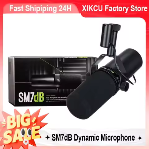 XIKCU SM7dB Dynamic Vocal Microphone w/Built-in Preamp for Streaming Podcast Recording Wide-Range Fr