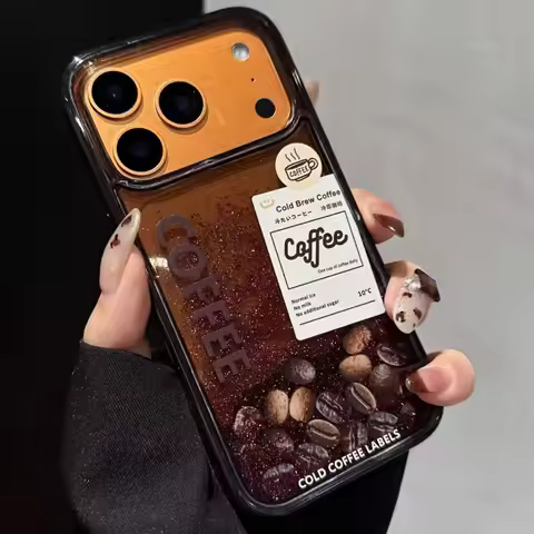 For iPhone 17 Pro Max Funny Quicksand Coffee Beans Case For iPhone 16 ProMax 15 Pro 14 13 12 Glitter
