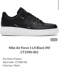99新 僅出街一次 Nike Air Force 1 LX Black CT1990-001 Sneakers 黑色波鞋