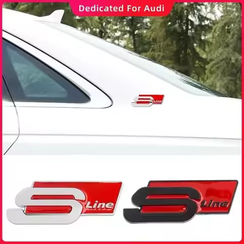 3D Metal Sline S LINE Side Fender Badge Emblem Sticker Decals for Audi Sline A1 A3 A4 A5 A6 A7 A8 Q3