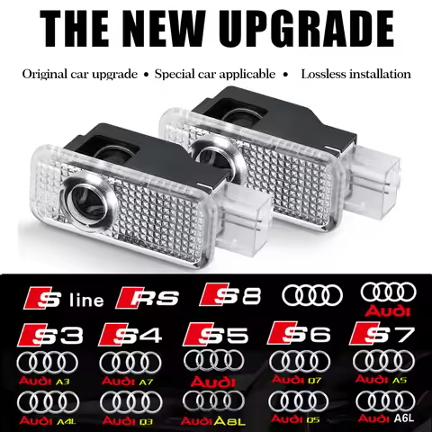 LED Car Logo Door Interior Light Bulb Decoration Lamp For Audi Sline S3 S4 S5 S6 S7 RS Q7 Q5 Q3 A4 B