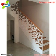 railing tangga laser cutting stainless motif garis abstrak