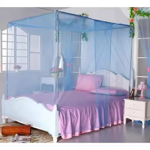 Summer Home Mosquito Nets 4 Corner Post Bed Fine Meshes Mosquito Large Square Net 1.8x1.98 x1.6m Mos