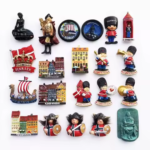 Denmark 3D Fridge Magnets Tourism Souvenir Resin Refrigerator Magnets Sticker Collection Handicraft 