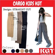 KGT Bamboo Slack 时尚小女孩长裤多袋工装裤 Mini Cargo Kids M-2XL Perempuan 230 GSM KIDS Cargo Pants Seluar Getah