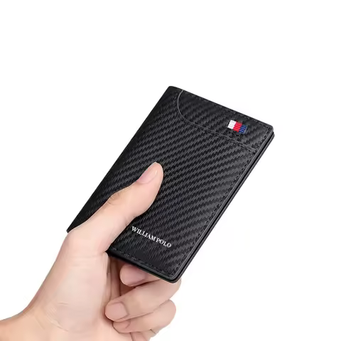 Luxury Men's Wallet Carbon Fiber Wallet Small Leather Slim Wallets Fashion Card Holder Pocket RFID P