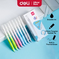 Deli Erasable Gel Pen 0.5mm Smooth Needle Tip Pens School Office Supplies Ball Pen Boleh Padam 可擦笔套装