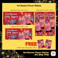 SET BANNER BUNTING PASAR MALAM MURAH FREE STICKER AIR BALANG by budakrambaishop