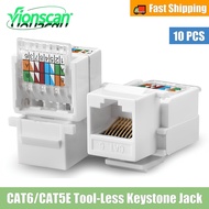 Vionscan 10PCS Cat6 Cat5E RJ45 Tool-Less No Punch Down Tool Required Keystone Ethernet Module Female