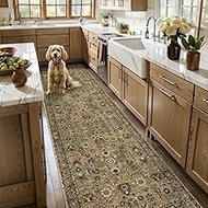 Tangsoo Brown 3x10 Runner Rug for Hallway Long Washable Hallway Runner Rugs, Non Slip Vintage Soft L