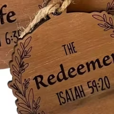 10Pcs Jesus Wood Ornament Christianity Christmas Xmas Tree Hanging Pendant Bible Characters Linen Ro