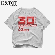 KNTOT - THIRTY SECONDS TO MARS LOGO T-SHIRTS | VINTAGE WHITE BOOTLEG OVERSIZE TSHIRT - MEN WOMEN ADU