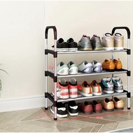 3-tier Stainless Steel Shoe Rack Multifunctional Shoe and Sandal Storage 64x55x26cm