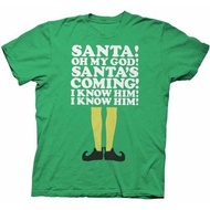 Mens Green Comedy Movie Elf Santa'S Coming I Know Him Tshirt