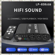 (UJCZ) 838 USB Bluetooth Subwoofer Amplifier HIFI 2.1 12V Car Home Amplifier U Disk Lossless Suitabl
