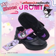 Girls' Kindergarten Shoes Y-Roon X Kuromi Authentic Licensed Black Leather Purple Background Pattern