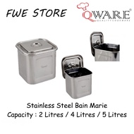 Qware Stainless Steel Square Bain Marie / Food Storage / Food Keeper / Sauce Storage (2 Litres / 4 L