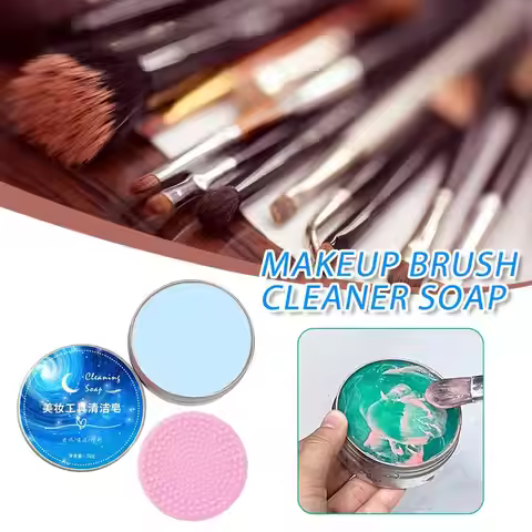 Starry Sky Heart Shape Makeup Brush Cleansing Soap, Beauty Sponge Blender Cleaner Solid Soap for Mak