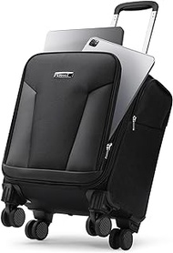Underseat Carry On Luggage with Removable Wheels - Soft Sided Personal Item Luggage - Sleek Efficiency, Design in Motion, Black, 16 Inch