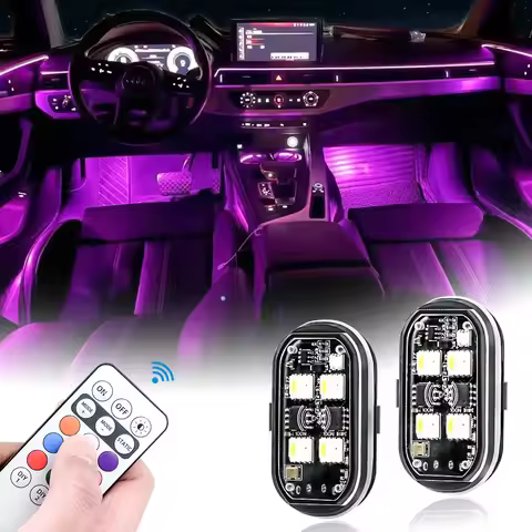 4/6/8PCS Wireless LED Strobe Lights Car Decor Atmosphere Light 8 Colors Rechargeable Led Lights Anti