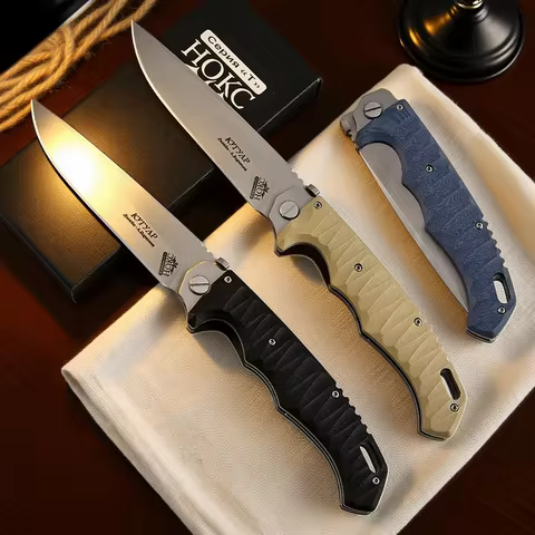 HOKC- Folding knife D2 blade, G10 handle pocket knife, personalized EDC ball bearing mini knife, sha