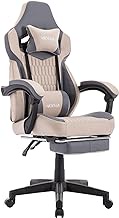 WOTSTA Gaming Chair with Footrest High Back Gaming Chairs PU Leather Ergonomic Office Gamer Chair with Adjustable Headrest Lumbar Support Racing Style Video Gaming Chair for Office/Home (Grey)