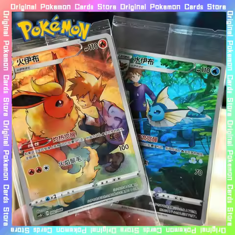 Genuine Original Pokemon PTCG Eevee Freehand Sketching Card VMAX Acrylic 6.0 Trading Anime Simplifie