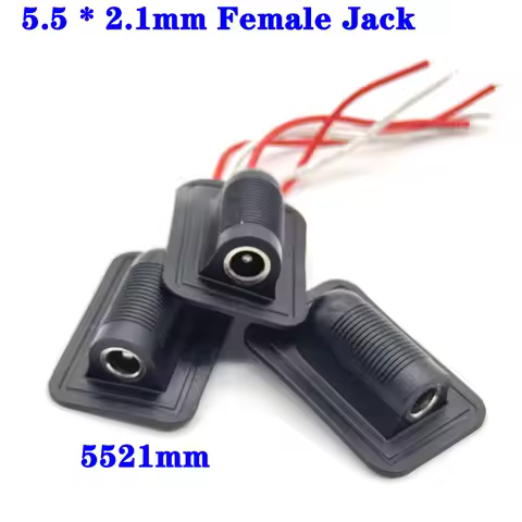DC 5.5X 2.1MM female to 5521 With Cable Wired 5.5x2.1mm DC power jack Tips male 2.1mm Connectors ada