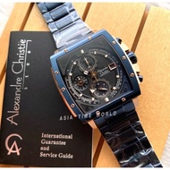 Alexandre Christie | AC 6376MCBURBU Chronograph Square Men's Watch with Black Dial and Blue Stainless Steel Bracelet