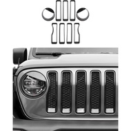 Angry Eyes Headlight Covers & Grill Inserts Trim Kit for 2018-2024+ Jeep Wrangler JL/Gladiator JT Un