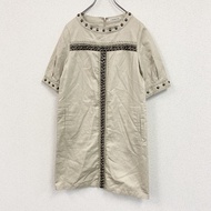Vivienne Tam 綴飾連身裙，米色，1 碼，古著