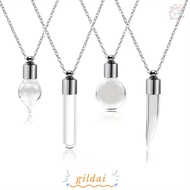 GILDAI Wishing Bottle, Fillable with Chain Glass Bottle Necklace, Keepsake Transparent Glass DIY Mem